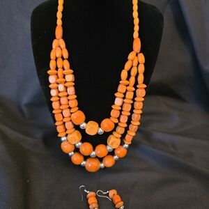 orange chunky multi-strand necklace